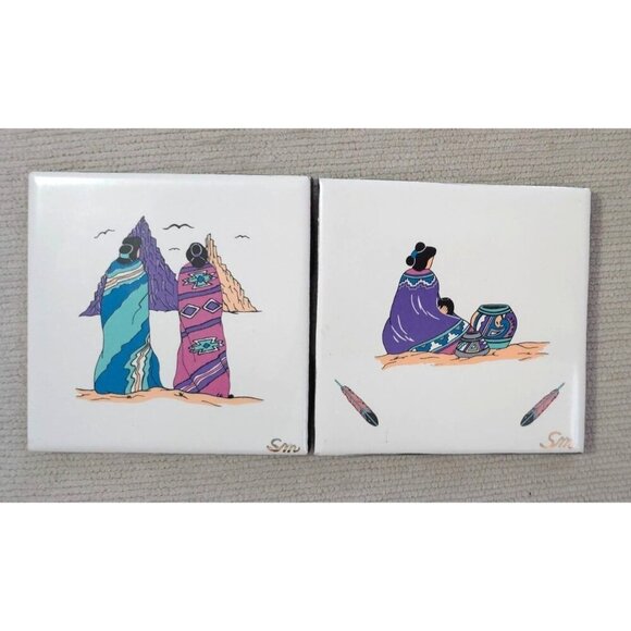 Lamosa Handcrafted Mexican Ceramic Tiles Vibrant Indigenous Art 4.25" x 4.25" - Picture 2 of 6